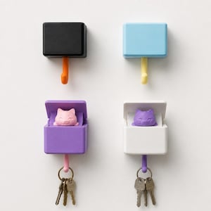 Interactieve pop-up sleutelhouder katten | Surprise muurhaak | Peek-a-Boo-hanger voor entree | Uniek kattenliefhebbercadeau