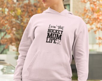 Hockey Mom Life Hoodie | Hockey Mom Sweatshirt, Skates & Sticks Design