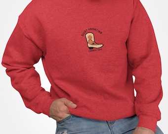 Sudadera vaquera elegante y tranquila de la frontera / Minimalismo occidental, atardecer en el desierto