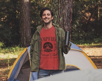 Camiseta Campfire Social Club / Camiseta con gráfico de fogata, diseño para acampar al aire libre
