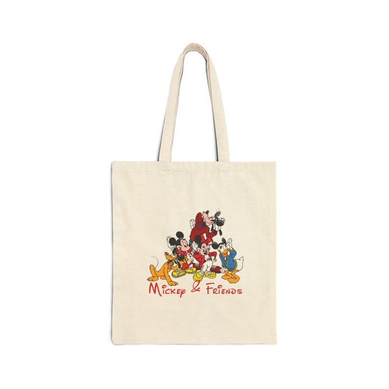 Vintage Mickey Mouse & Friends Canvas Tote. Gift Reusable Shopping or Beach Bag. image 2