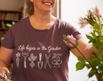 Camiseta "La vida comienza en el jardín" para mujer