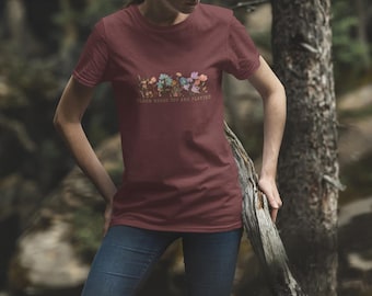 Women's Garden T-shirt, Bloom Where You Are Planted Tee | Floral Illustration, Botanical Quote, Gift for Her