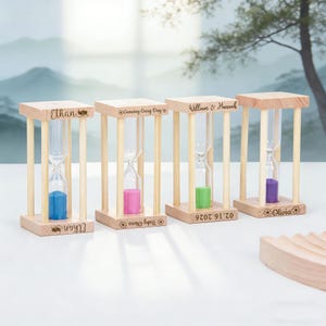 Personalized 1/3/5 min Wooden Hourglass – Custom Engraved Sand Timer,Birthday Gift,Anniversary,Wedding,Graduation,Retirement Keepsake