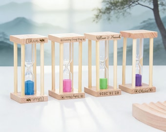 Personalized 1/3/5 min Wooden Hourglass – Custom Engraved Sand Timer,Birthday Gift,Anniversary,Wedding,Graduation,Retirement Keepsake
