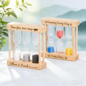 Personalized 1/3/5 min 3-in-1 Wooden Hourglass – Custom Engraved Sand Timer,Birthday Gift,Anniversary,Wedding,Graduation,Retirement Keepsake