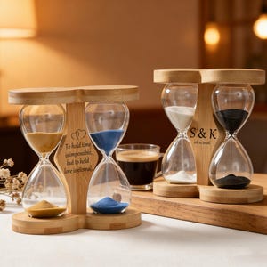 Personalized 15/30 min Wooden Hourglass – Custom Engraved Sand Timer,Birthday Gift,Anniversary,Wedding,Graduation,Retirement Keepsake