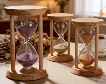 Reloj de arena de madera personalizado de 3/5/10/15/30 minutos – Reloj de arena grabado a medida, regalo de cumpleaños, aniversario, boda, graduación, recuerdo de jubilación
