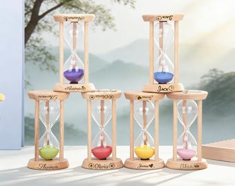 Personalized 3/5/10/15/30 min Wooden Hourglass – Custom Engraved Sand Timer,Birthday Gift,Anniversary,Wedding,Graduation,Retirement Keepsake
