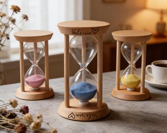 Personalized 3/5/10/15/30 min Wooden Hourglass – Custom Engraved Sand Timer,Birthday Gift,Anniversary,Wedding,Graduation,Retirement Keepsake