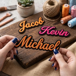 Custom Name Patch - Personalized Script Embroidered Iron-On Badge for Jackets, Uniforms & Backpacks - Unique DIY Gift Accessory