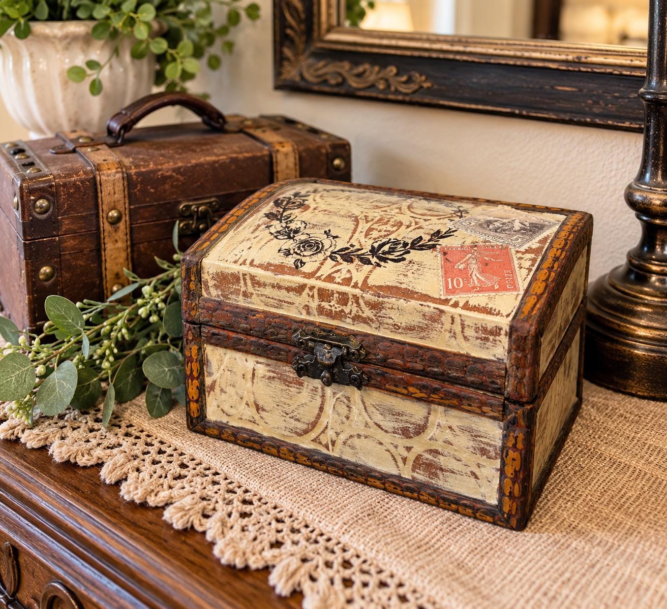 Antique French Trinket Box - Etsy