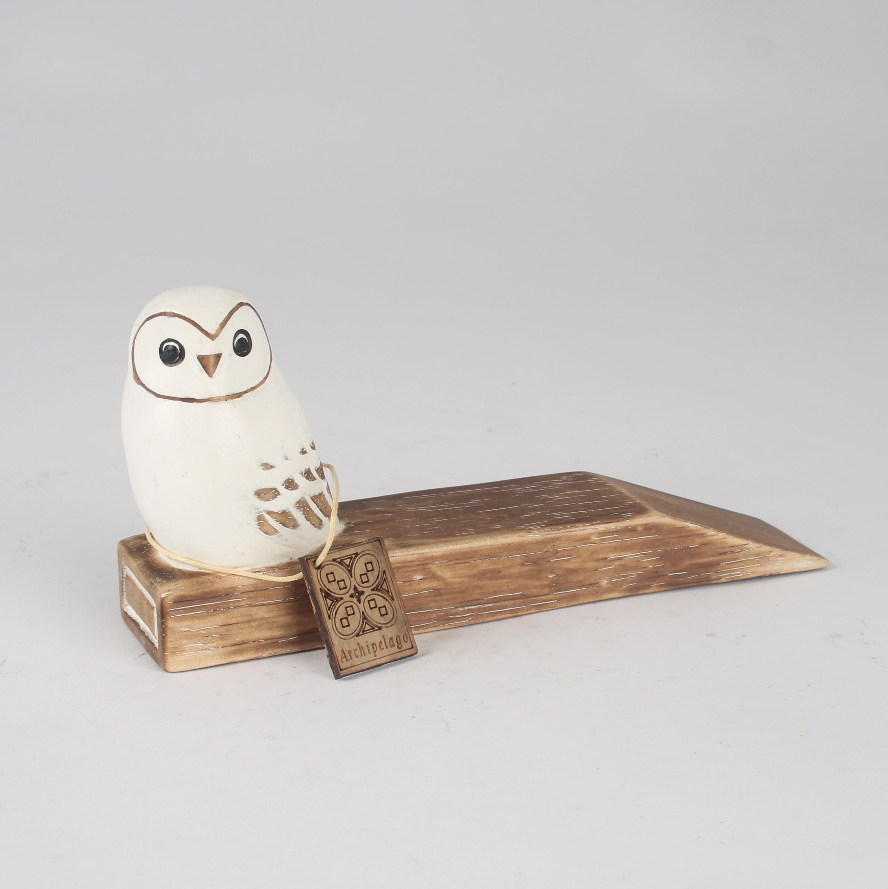 Hand Carved Barn Owl Doorstop - By Archipelago
