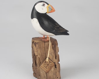 Hand Carved Small Preening Puffin - By Archipelago