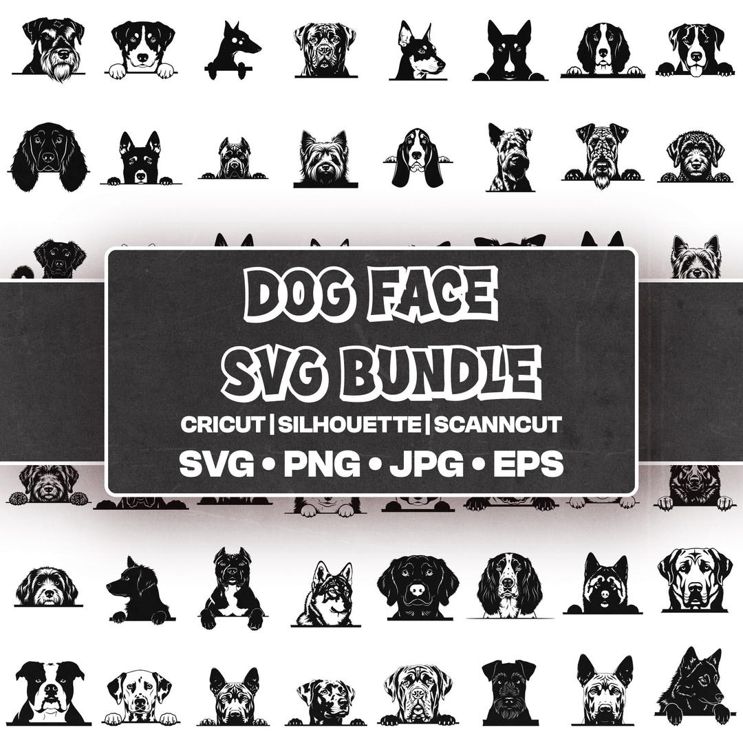 Dog Face SVG Bundle, Puppy Dog Head Clipart, Pet Animal Face Cut Files ...