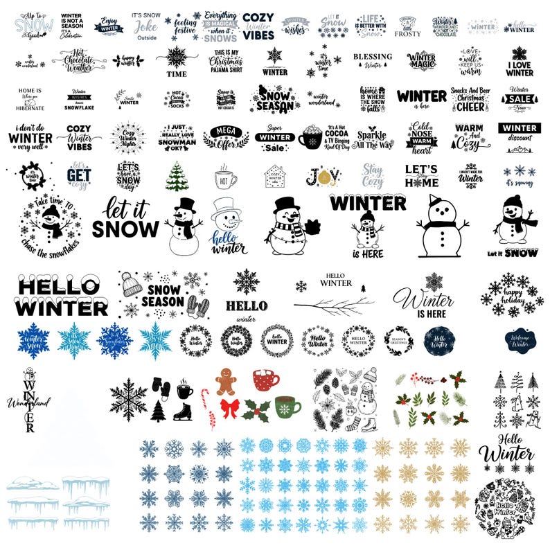 Winter Quotes Svg Bundle • Snowflake Svg Set for Cricut Silhouette ...