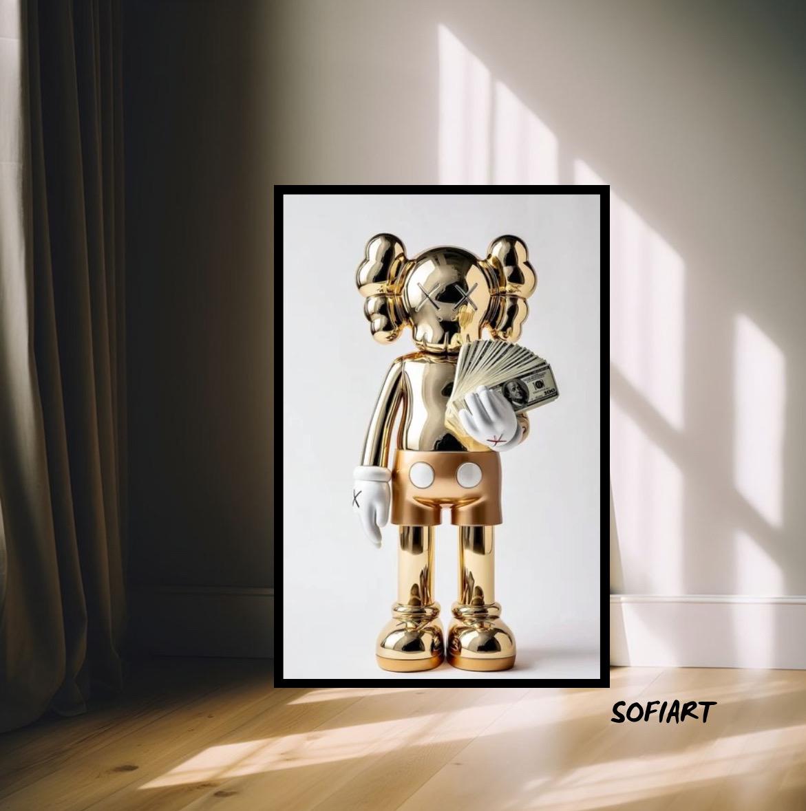 Painting Kaws Gold With Dollars KAWS Hypebeast Kaws Figure,kaws