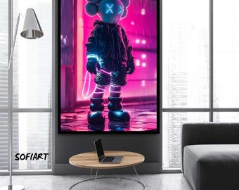 Painting Kaws Pink KAWS Hypebeast Kaws Figure,Kaws Art Decor,Kaws Wall Art,Premium Canva,Home Office Decor,Gift