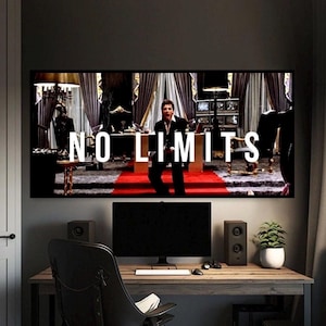 Obraz na płótnie „No Limits Scarface”, Tony Montana, „Świat należy do Ciebie”, motywacyjna dekoracja ścienna z Alem Pacino