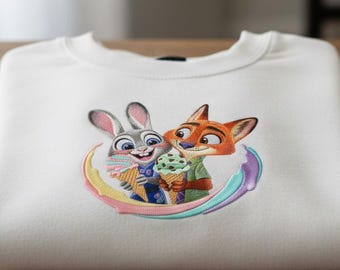 Disneyland Zootopia Embroidered Shirt, Nick Wilde Judy Hopps Sweatshirt, Disney Trip Nick And Judy Hoodie, Zootopia Fan Gift