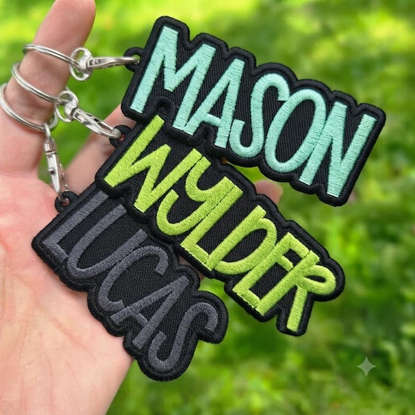 Personalized Name Embroidered Keychain, Nametag Personalized Keychain Embroidered, Back to School Gift