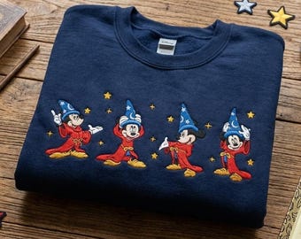 Maglietta con ricamo Walt Disney Fantasia Mickey Watercolor, felpa Fantasia Mickey