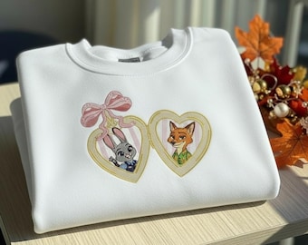 Disneyland Zootopia Embroidered Shirt, Nick Wilde Judy Hopps Sweatshirt, Disney Trip Nick And Judy Hoodie, Zootopia Fan Gift