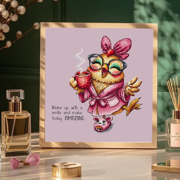Sassy Hen Cross Stitch Pattern: Morning Chic Design (PDF Download, Fantastitch Compatible)