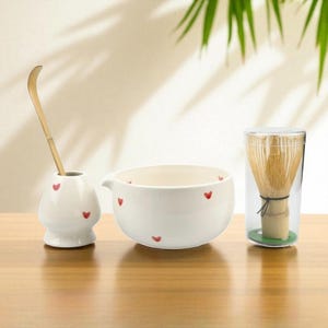 Ceramic Matcha Bowl Set: Japanese Tea Ceremony Kit with Bamboo Whisk