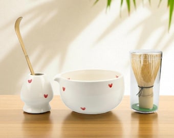 Ceramic Matcha Bowl Set: Japanese Tea Ceremony Kit with Bamboo Whisk