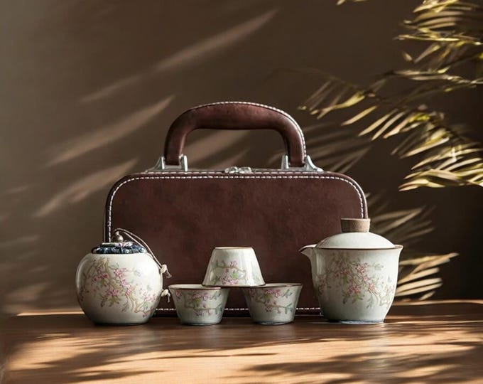 Handmade Ceramic Tea Set: Floral Bird Tea Party Tableware