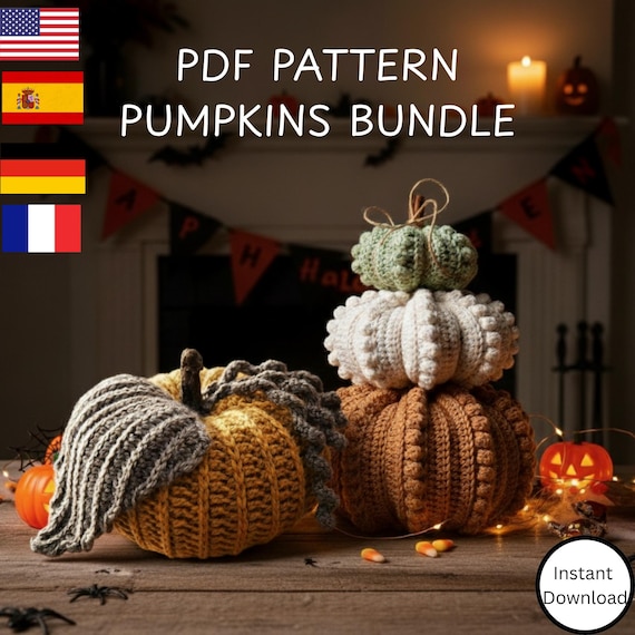 Farmhouse Bobble Pumpkin Crochet Pattern PDF Easy Fall, Halloween & Thanksgiving Crochet Pumpkin Crochet Pattern Easy Fall Crochet Decor PDF