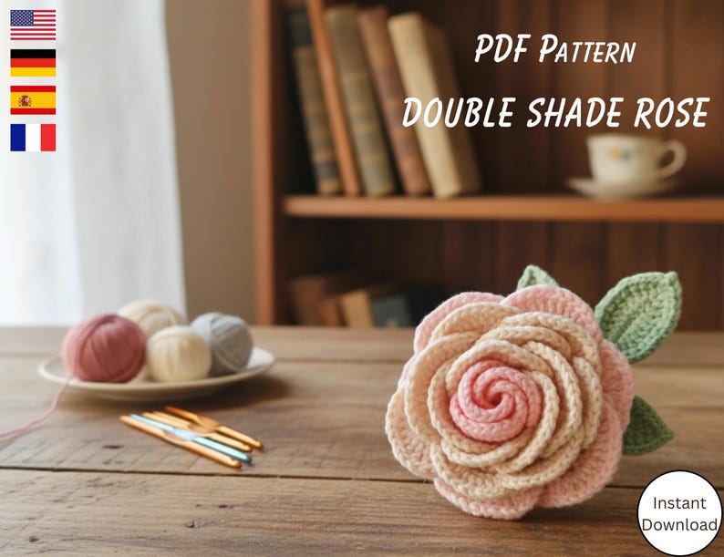 Crochet Rose Flower Pattern PDF, Amigurumi Rose Crochet Pattern, DIY ...