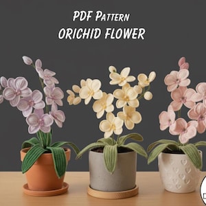 Virkat orkidémönster, gör-det-själv blomkorg, blommig heminredning (PDF-mönster)