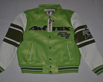 Giacca da uomo in vera pelle di vacchetta Avirex Detroit USA, realizzata a mano, modello bomber