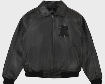 Avirex ICON Men’s Black Flight Jacket – Classic Bomber in Faux Leather