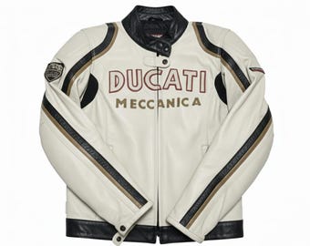 Ducati Meccanica White Leather Racing Jacket – Heritage Edition - Etsy