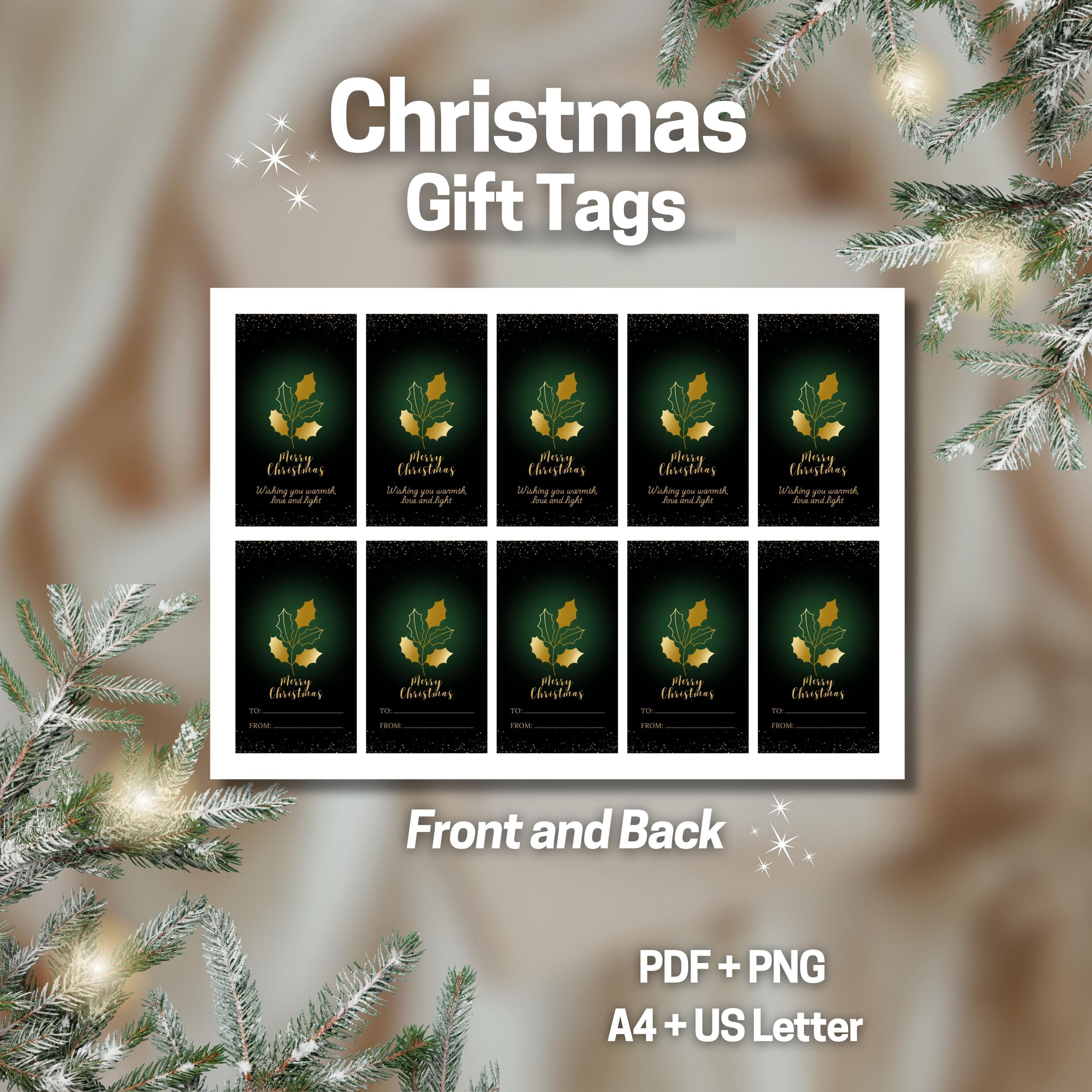 Printable Christmas Gift Tags, Holly Branch, 2×3.5”, A4 + US Letter ...
