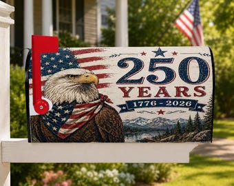 250 Years Patriotic Magnetic Mailbox Cover, Eagle Flag Mailbox Wrap, Vintage Americana Outdoor Decor For Independence Day Porch Gift