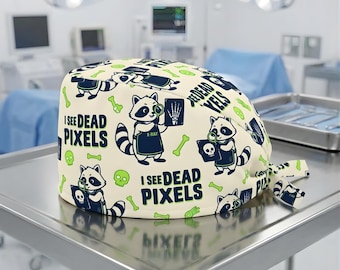 Funny Raccoon Radiology Scrub Cap, Rad Tech X-Ray Surgical Hat