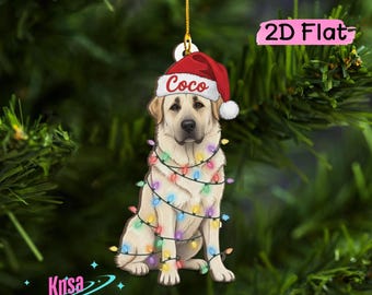 Custom Yellow Lab Dog Ornament, Personalized Name, Christmas Tree Decoration (2D Flat)