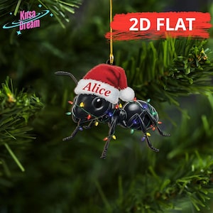 Personalized Christmas Ant Ornament Custom Name Santa Hat Decor Insect Inspired Xmas Gift Idea For Bug Lovers New Year Holiday Decor