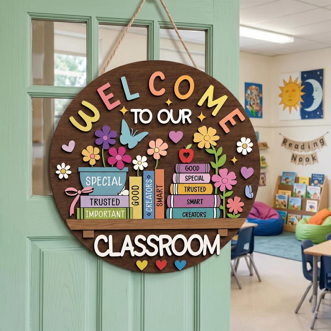 Classroom Welcome Door Sign for Teacher, Custom School Wall Decor ...