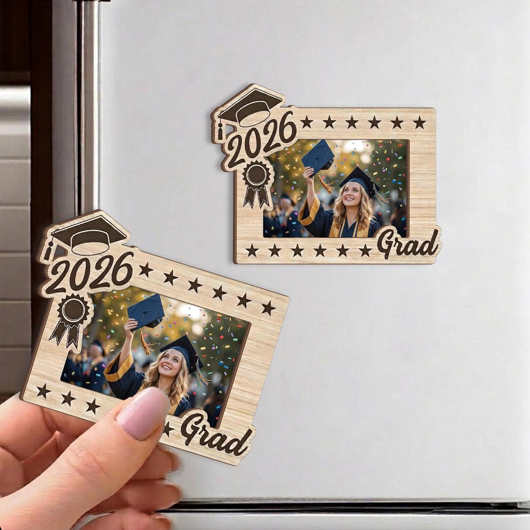 Personalization Grad Photo Frame Personalized Graduation 2026 Photo Frame Magnet Wood Picture Frame Grad ...