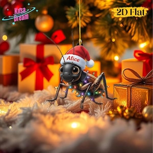 Funny Cricket Christmas Ornament With Custom Name And Lights Unique Xmas Tree Decoration Gift For Dad Insect Lover Keepsake Novelty