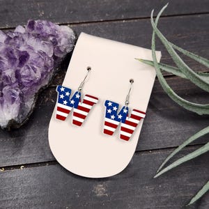 Boucles d'oreilles patriotiques initiales personnalisées drapeau des États-Unis bijoux alphabet pour femmes cadeau de célébration du jour de l'indépendance des États-Unis ornement