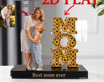Personalized Mom Acrylic Block Gift Sunflower Love Design Custom Mother And Child Picture Plaque Best Mom Ever Keepsake Home Decor Gift