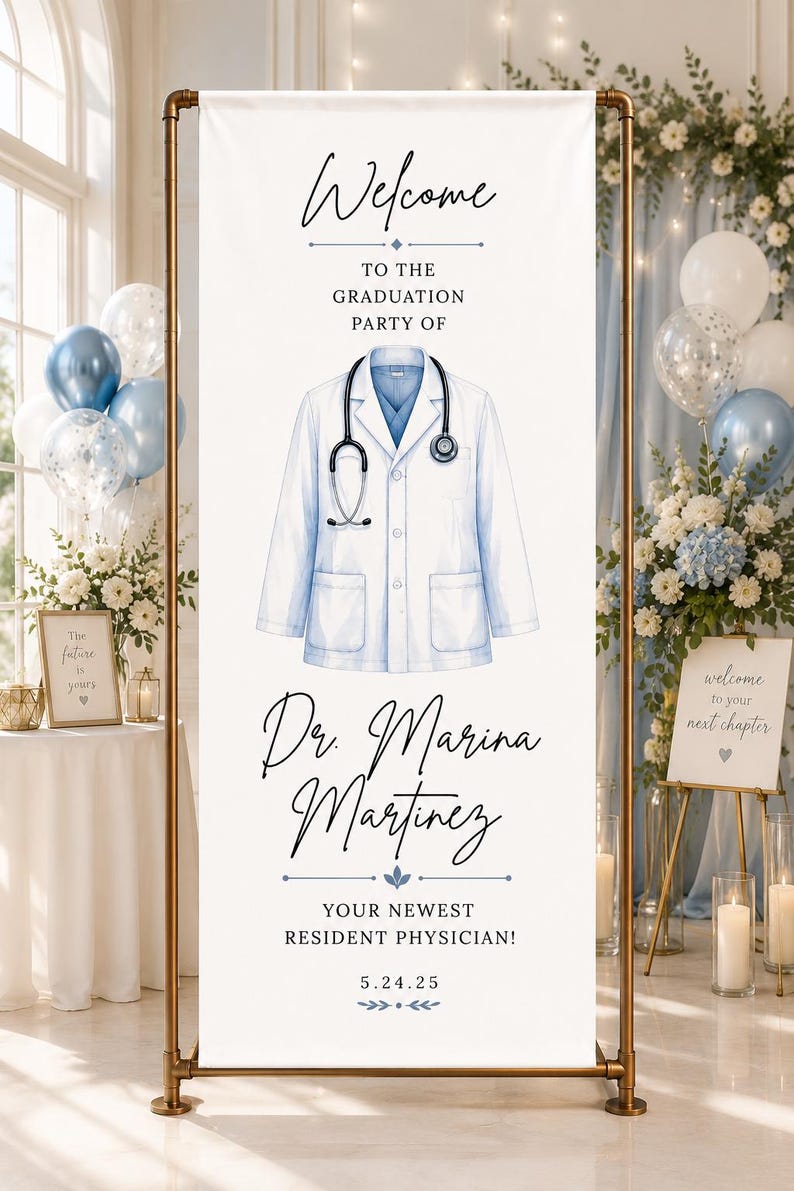 Doctor Prom Sign Dr Graduation Welcome Banner Medical School Graduation Decor Resident ...