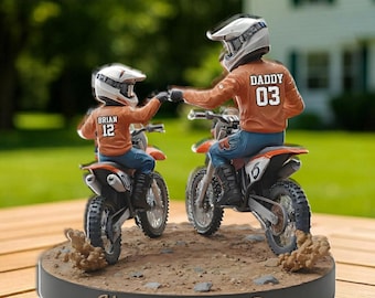 Spersonalizowany prezent na Dzień Ojca z akrylowego bloku, spersonalizowana tabliczka z motywem motocykla terenowego i motocrossu, prezent dla taty i syna na motocyklu, dekoracja biurka