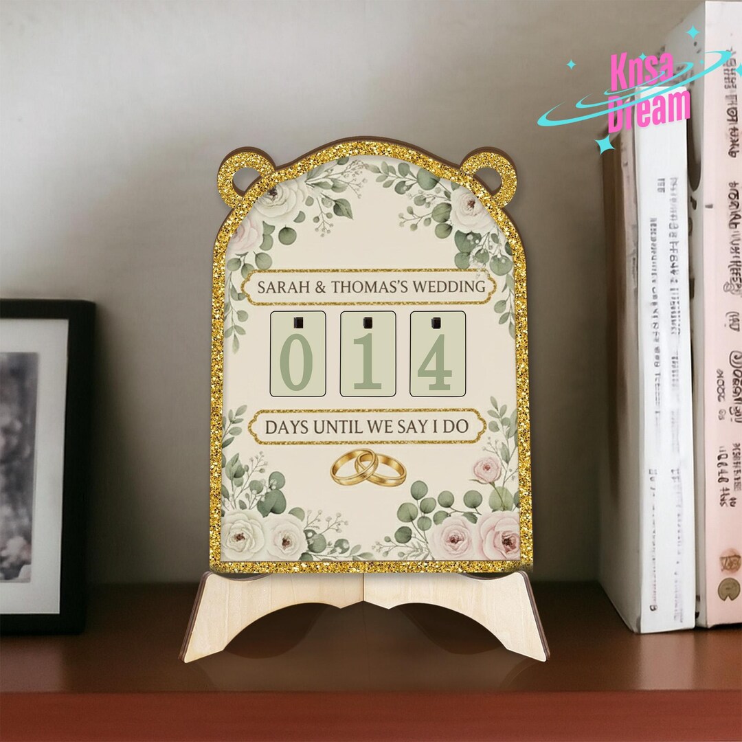 Custom Wedding Countdown Days Sign, Rustic Engagement Gift for Bride ...